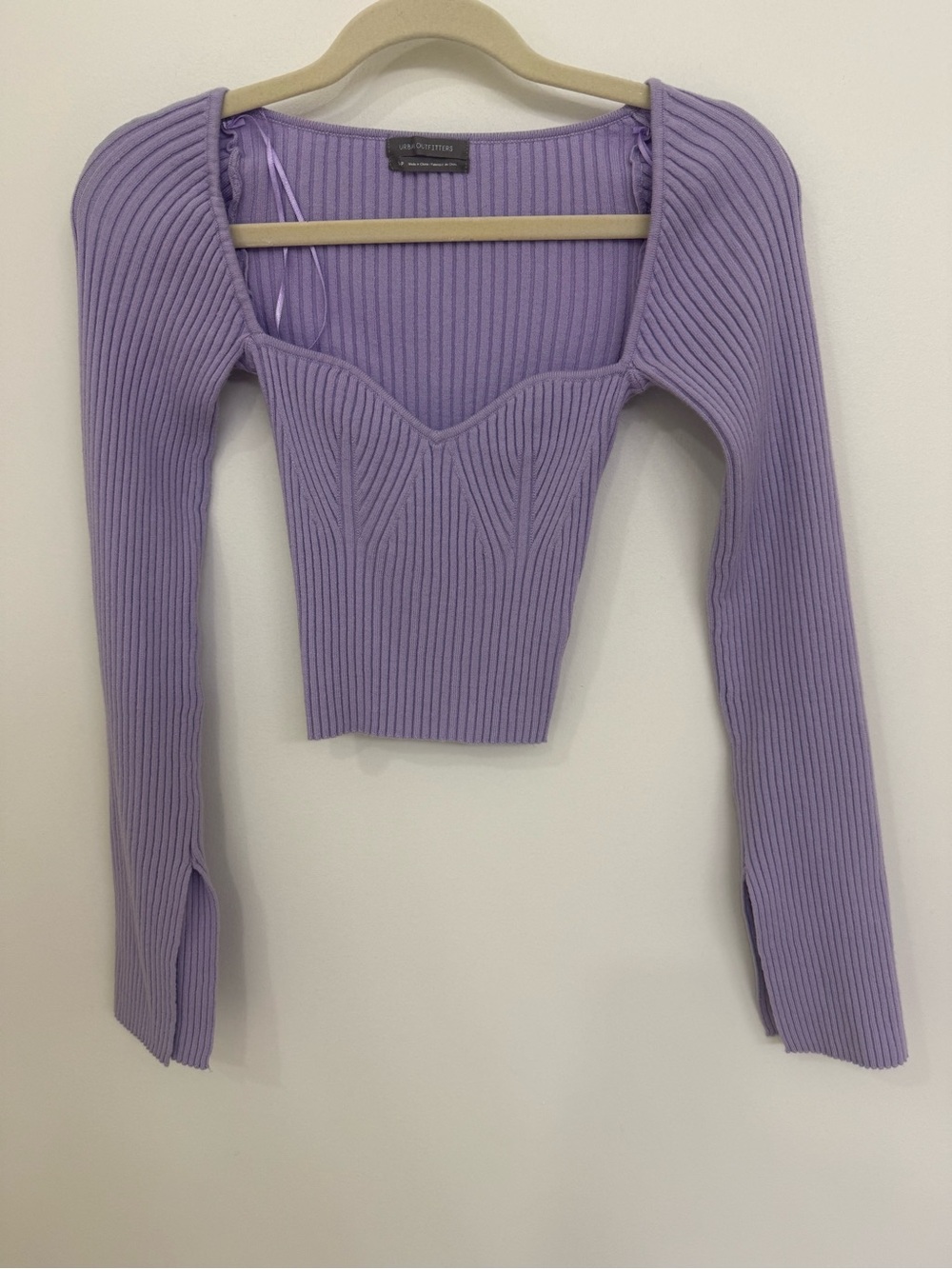 Urban Outfitters Lavender Ribbed Sweetheart Crop Top Size Small